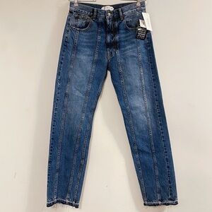 TRE by Natalie Ratabesi Blue Straight Leg Seam Denim Jeans USA Made in LA 26 4 6